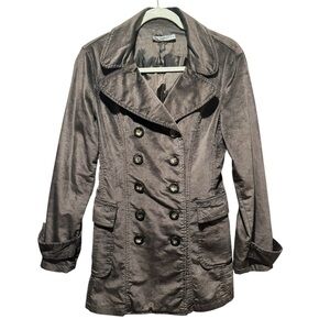 Hazel Anthropologie Chocolate Double-Breasted Trench Coat Size L